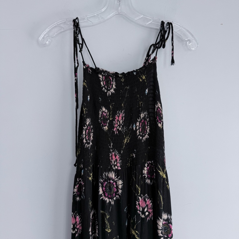 Free People Garden Party Floral Maxi Dress L Boho Smocked Tiered A-Line Romantic - Picture 11 of 16